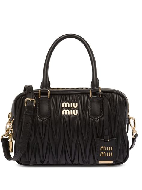 miu miu black leather tote bag|leather tote bags for women.